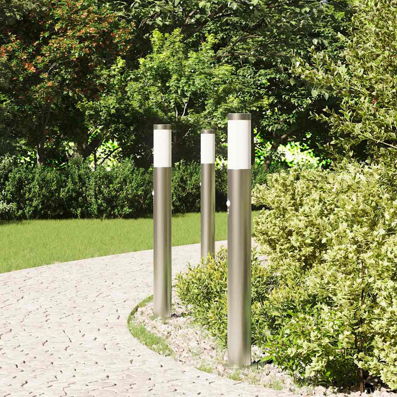 Load image into Gallery viewer, Vidaxl bolderverlichting met sensor 3 stuks 80 cm rvs ip44
