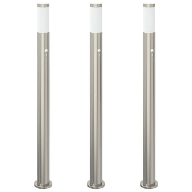 Vidaxl bolderverlichting met sensor 3 stuks 110 cm rvs ip44