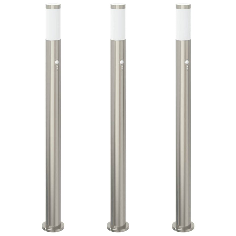 Load image into Gallery viewer, Vidaxl bolderverlichting met sensor 3 stuks 110 cm rvs ip44
