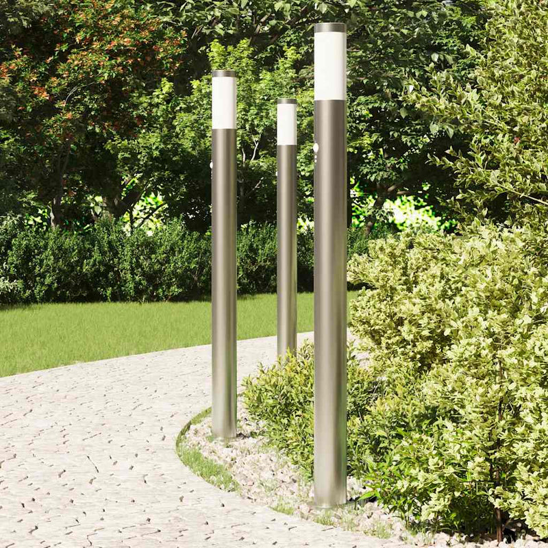 Load image into Gallery viewer, Vidaxl bolderverlichting met sensor 3 stuks 110 cm rvs ip44
