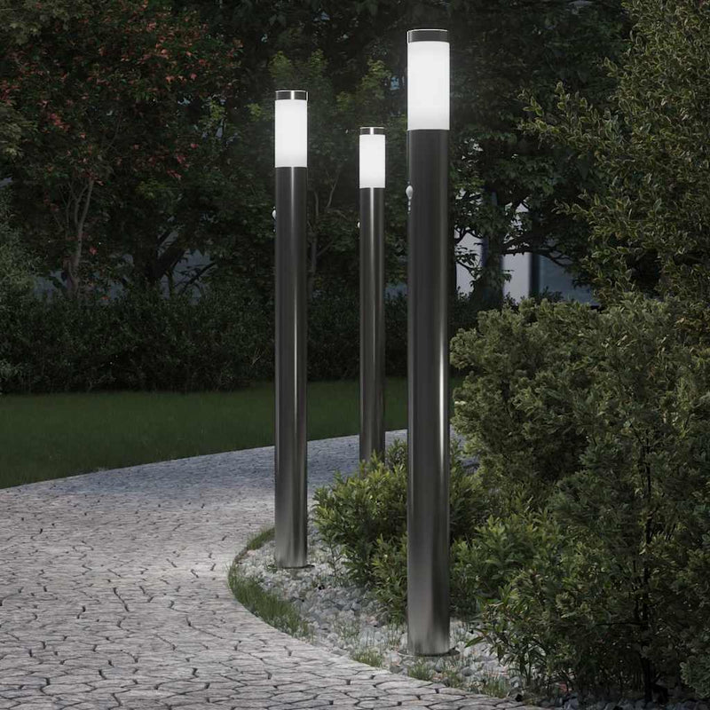 Load image into Gallery viewer, Vidaxl bolderverlichting met sensor 3 stuks 110 cm rvs ip44
