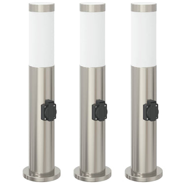 Vidaxl bolderverlichting met stopcontact 3 stuks 50 cm roestvrij staal ip44