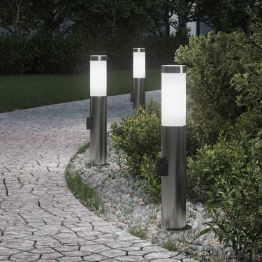 Vidaxl bolderverlichting met stopcontact 3 stuks 50 cm roestvrij staal ip44