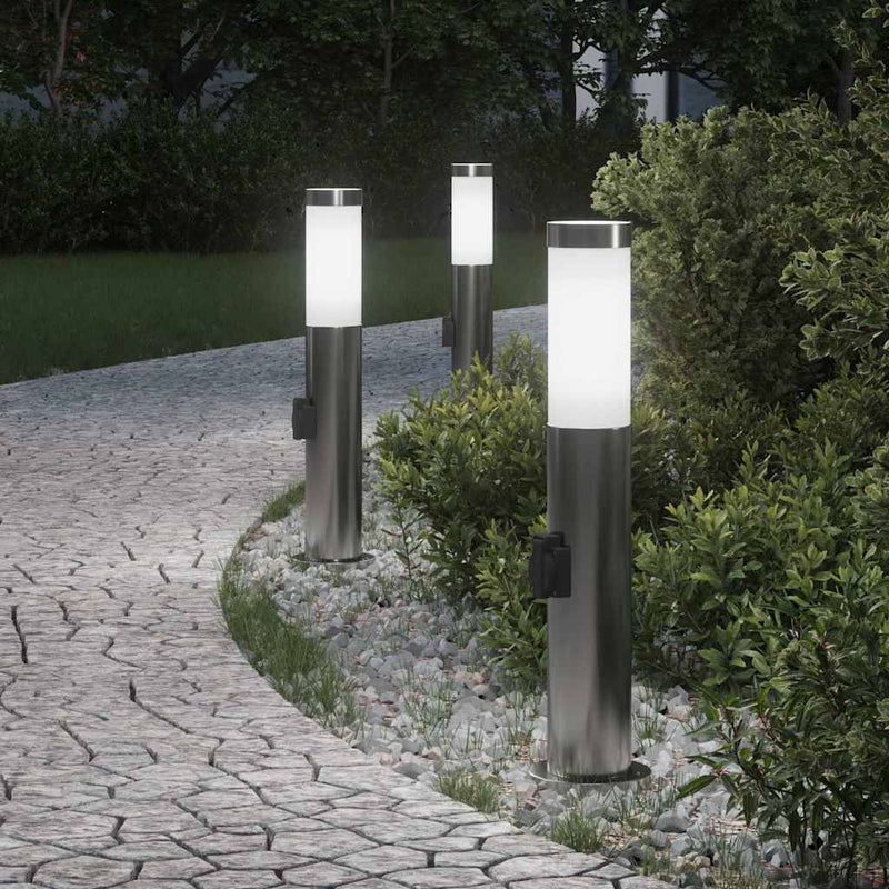 Load image into Gallery viewer, Vidaxl bolderverlichting met stopcontact 3 stuks 50 cm roestvrij staal ip44
