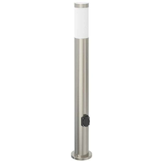 Vidaxl bolderarmatuur met stopcontact 80 cm rvs ip44