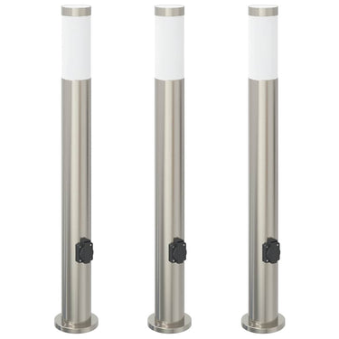 Vidaxl bolderverlichting met stopcontact 3 stuks 80 cm roestvrij staal ip44