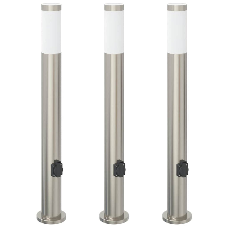 Load image into Gallery viewer, Vidaxl bolderverlichting met stopcontact 3 stuks 80 cm roestvrij staal ip44
