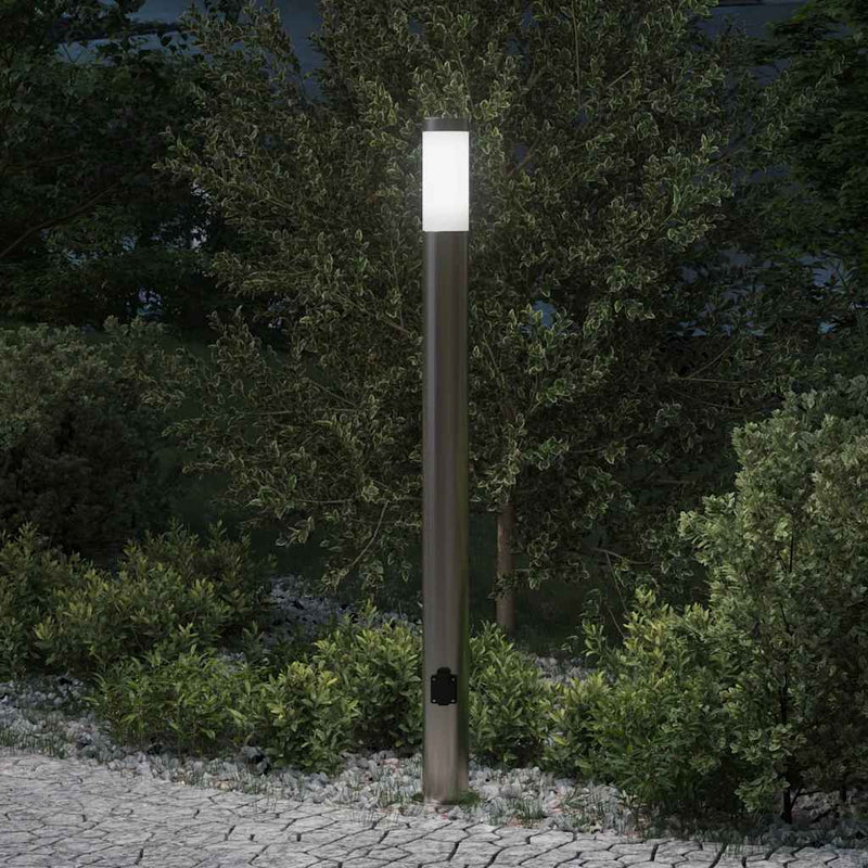Load image into Gallery viewer, Vidaxl bolderarmatuur met stopcontact 110 cm rvs ip44
