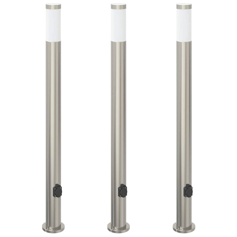 Load image into Gallery viewer, Vidaxl bolderverlichting met stopcontact 3 stuks 110 cm roestvrij staal ip44
