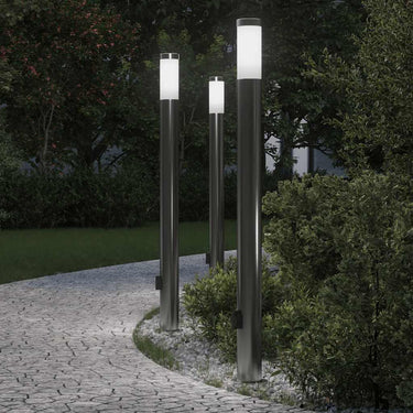 Vidaxl bolderverlichting met stopcontact 3 stuks 110 cm roestvrij staal ip44