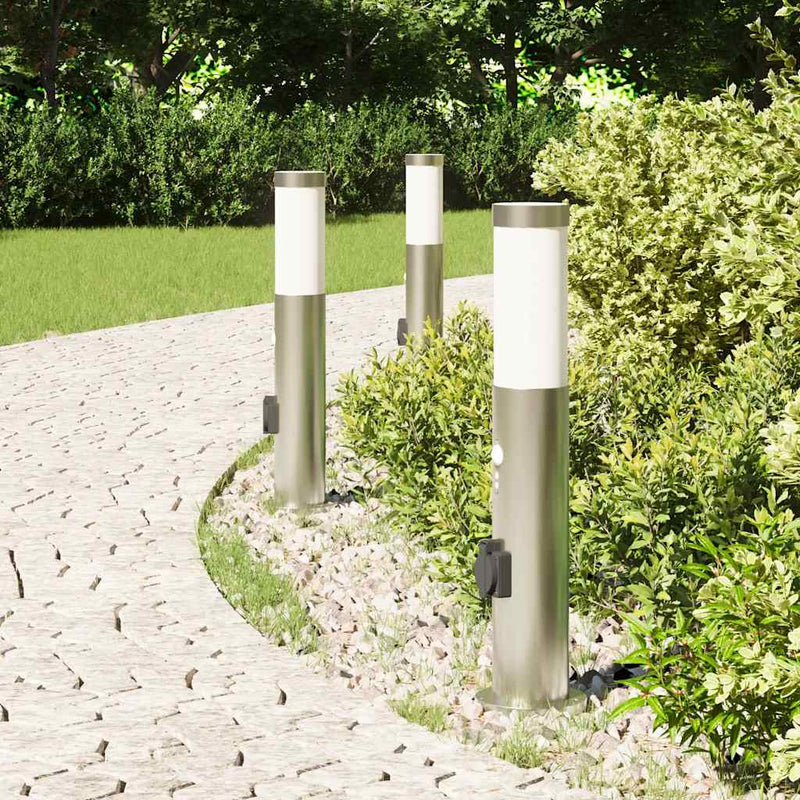 Load image into Gallery viewer, Vidaxl bolderverlichting met sensor en stopcontact 3 stuks 50 cm roestvrij staal ip44
