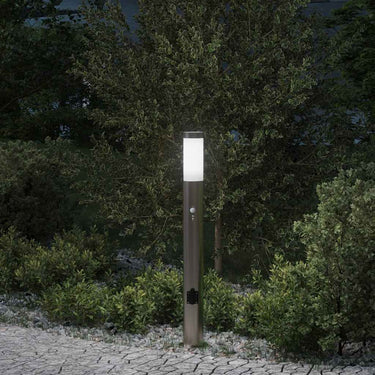 Vidaxl bolderarmatuur met sensor en stopcontact 80 cm roestvrij staal ip44