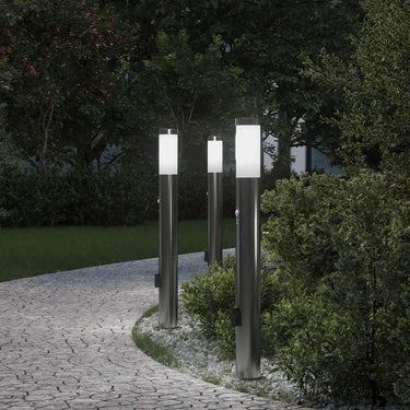 Vidaxl bolderverlichting met sensor en stopcontact 3 stuks 80 cm roestvrij staal ip44