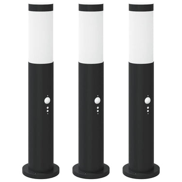 Vidaxl bolderverlichting met sensor 3 stuks 50 cm rvs ip44