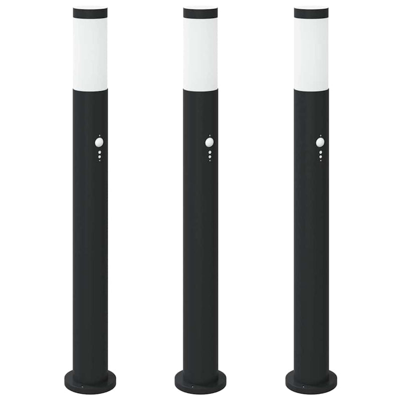 Load image into Gallery viewer, Vidaxl bolderverlichting met sensor 3 stuks 80 cm rvs ip44
