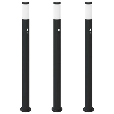 Vidaxl bolderverlichting met sensor 3 stuks 110 cm rvs ip44