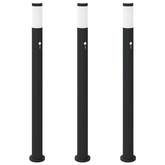 Vidaxl bolderverlichting met sensor 3 stuks 110 cm rvs ip44