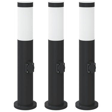 Vidaxl bolderverlichting met stopcontact 3 stuks 50 cm roestvrij staal ip44
