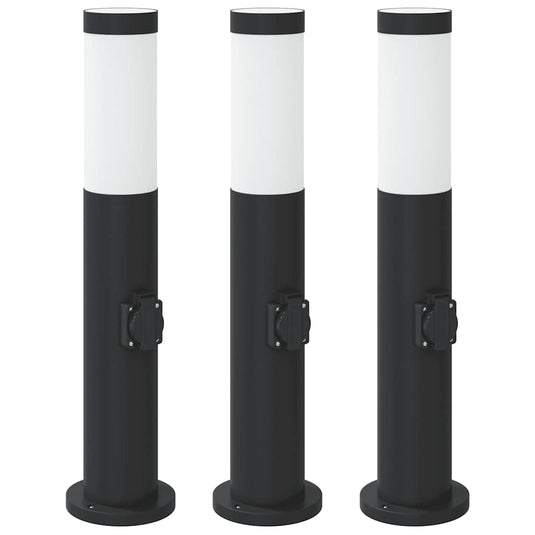 Vidaxl bolderverlichting met stopcontact 3 stuks 50 cm roestvrij staal ip44