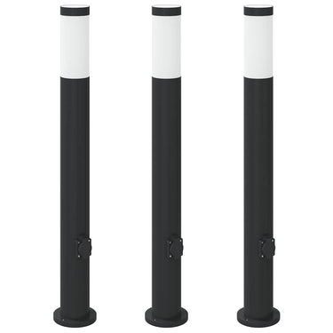 Vidaxl bolderverlichting met stopcontact 3 stuks 80 cm roestvrij staal ip44