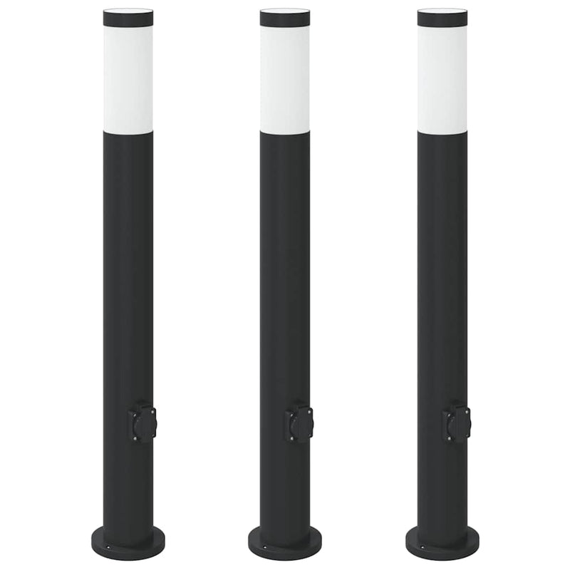 Load image into Gallery viewer, Vidaxl bolderverlichting met stopcontact 3 stuks 80 cm roestvrij staal ip44
