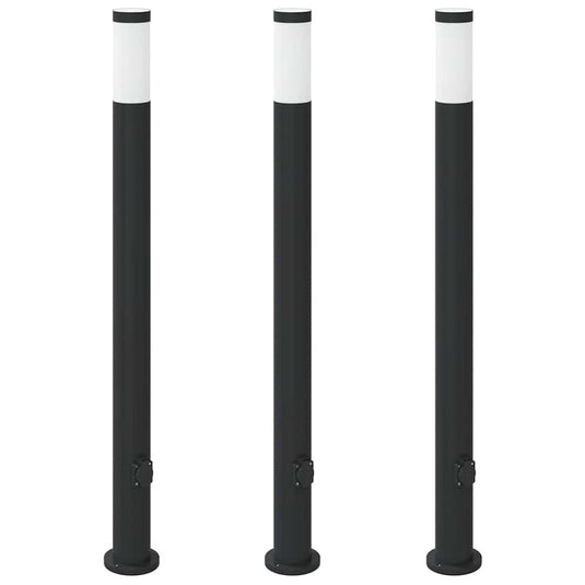 Vidaxl bolderverlichting met stopcontact 3 stuks 110 cm roestvrij staal ip44