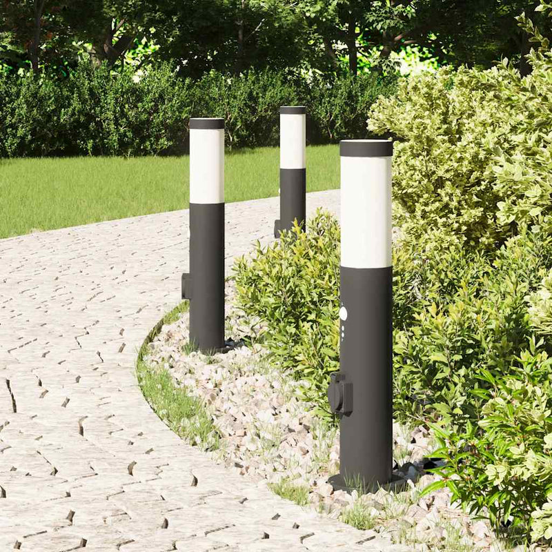 Load image into Gallery viewer, Vidaxl bolderverlichting met sensor en stopcontact 3 stuks 50 cm roestvrij staal ip44
