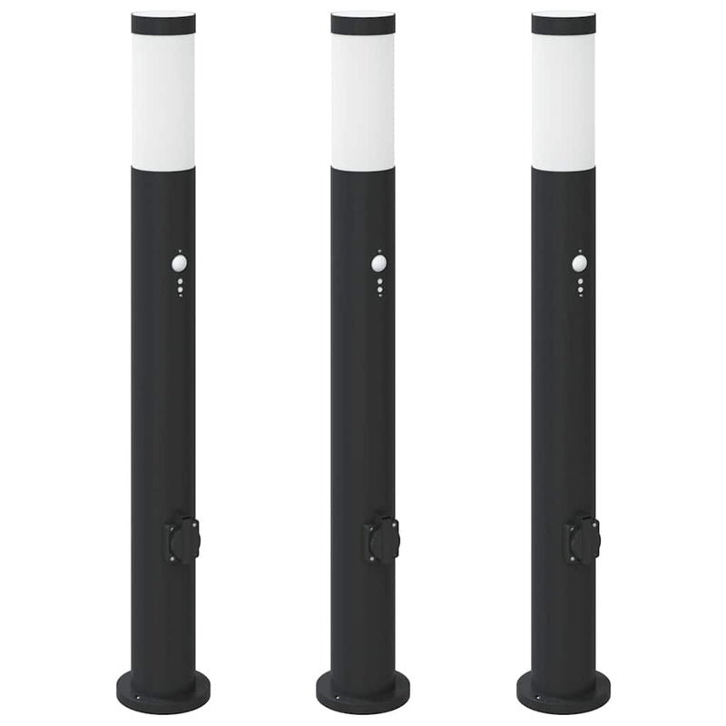 Load image into Gallery viewer, Vidaxl bolderverlichting met sensor en stopcontact 3 stuks 80 cm roestvrij staal ip44
