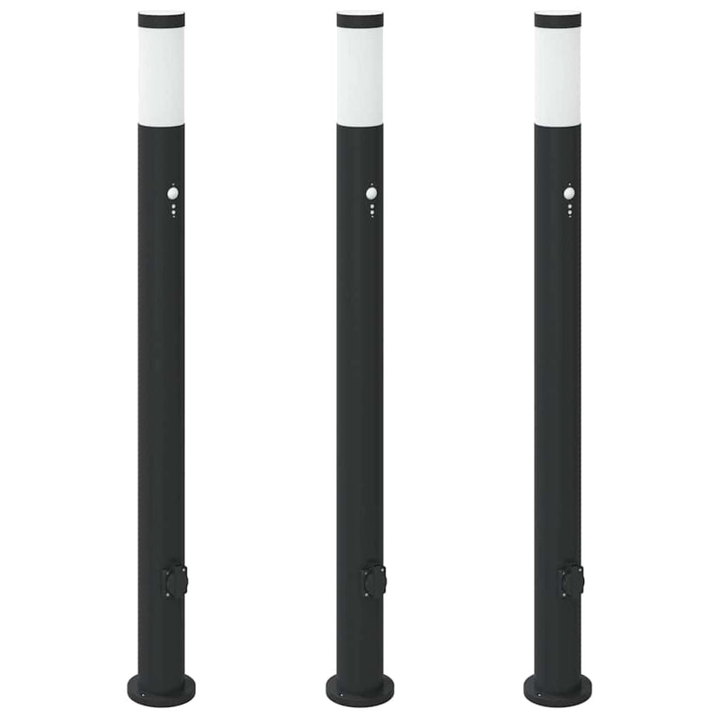 Load image into Gallery viewer, Vidaxl bolderverlichting met sensor en stopcontact 3 stuks 110 cm roestvrij staal ip44
