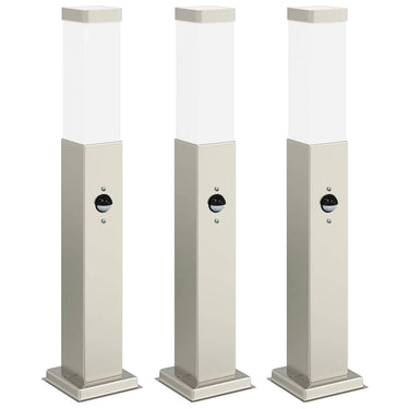 Vidaxl bolderverlichting met sensor 3 stuks 50 cm rvs ip44
