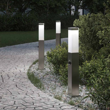 Vidaxl bolderverlichting met sensor 3 stuks 50 cm rvs ip44