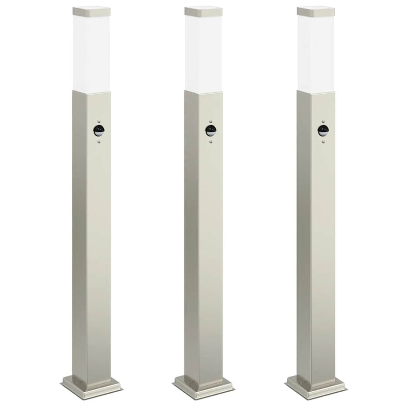 Load image into Gallery viewer, Vidaxl bolderverlichting met sensor 3 stuks 80 cm rvs ip44
