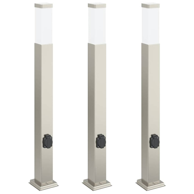 Load image into Gallery viewer, Vidaxl bolderverlichting met stopcontact 3 stuks 80 cm rvs ip44
