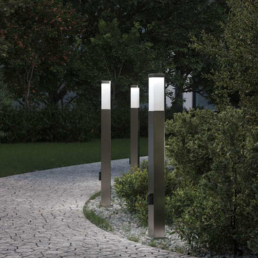 Vidaxl bolderverlichting met stopcontact 3 stuks 80 cm rvs ip44