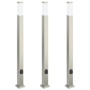 Vidaxl bolderverlichting met stopcontact 3 stuks 110 cm rvs ip44