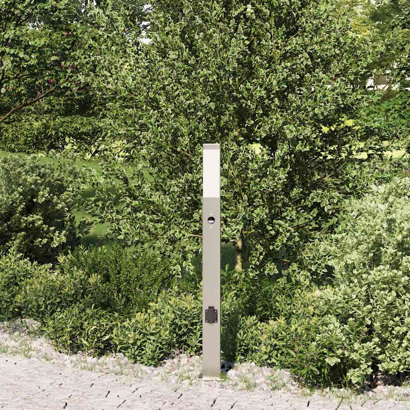 Load image into Gallery viewer, Vidaxl bolderarmatuur met sensor en stopcontact 80 cm roestvrij staal ip44
