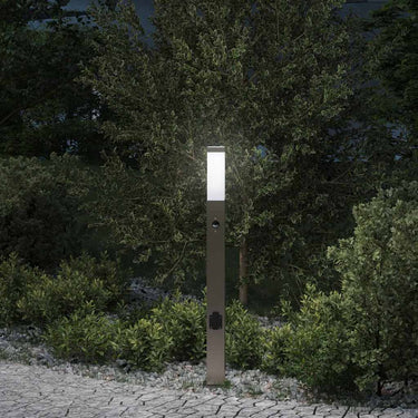 Vidaxl bolderarmatuur met sensor en stopcontact 80 cm roestvrij staal ip44