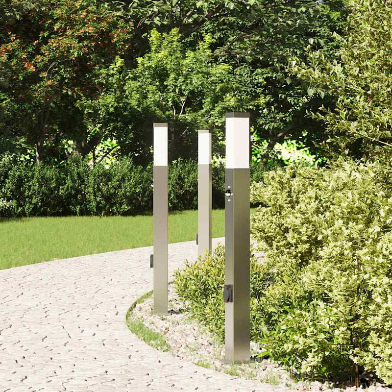 Load image into Gallery viewer, Vidaxl bolderverlichting met sensor en stopcontact 3 stuks 80 cm roestvrij staal ip44
