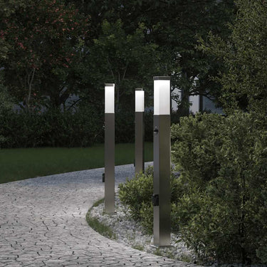 Vidaxl bolderverlichting met sensor en stopcontact 3 stuks 80 cm roestvrij staal ip44
