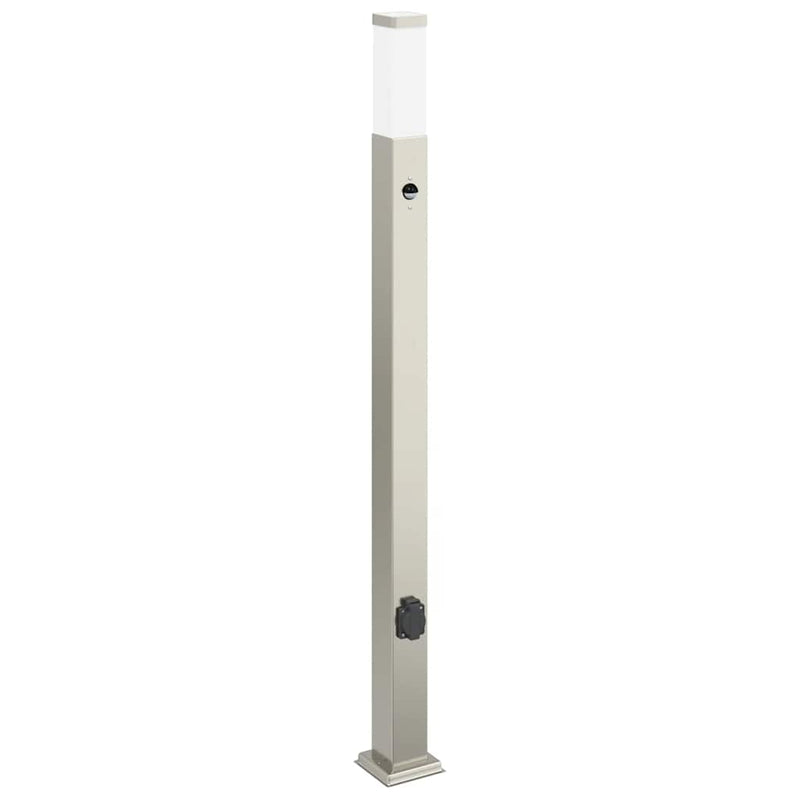 Load image into Gallery viewer, Vidaxl bolderarmatuur met sensor en stopcontact 110 cm roestvrij staal ip44
