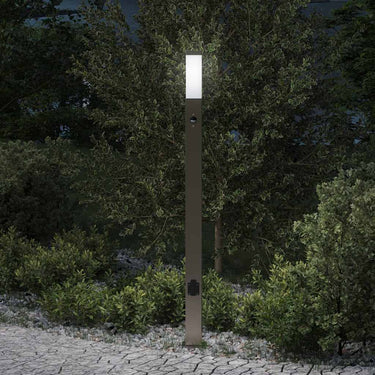 Vidaxl bolderarmatuur met sensor en stopcontact 110 cm roestvrij staal ip44