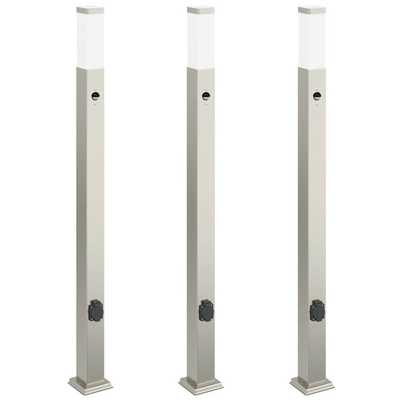Load image into Gallery viewer, Vidaxl bolderverlichting met sensor en stopcontact 3 stuks 110 cm roestvrij staal ip44
