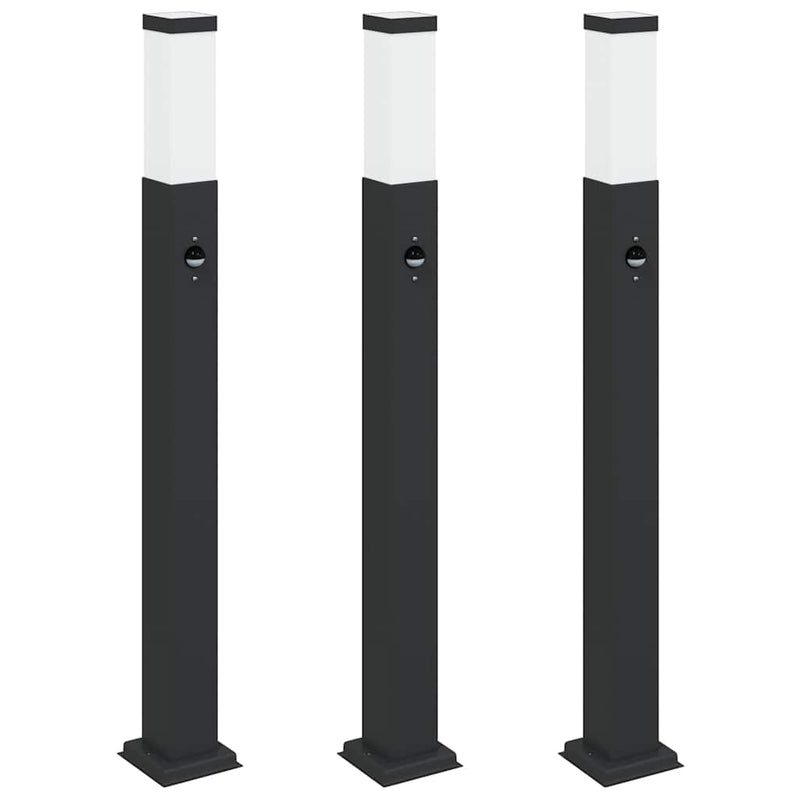 Load image into Gallery viewer, Vidaxl bolderverlichting met sensor 3 stuks 80 cm zwart ip44
