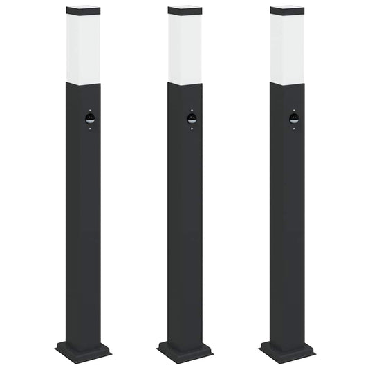 Vidaxl bolderverlichting met sensor 3 stuks 80 cm zwart ip44
