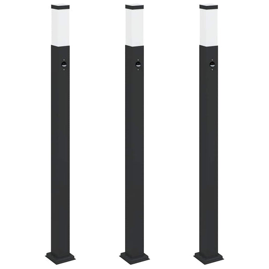Vidaxl bolderverlichting met sensor 3 stuks 110 cm zwart ip44