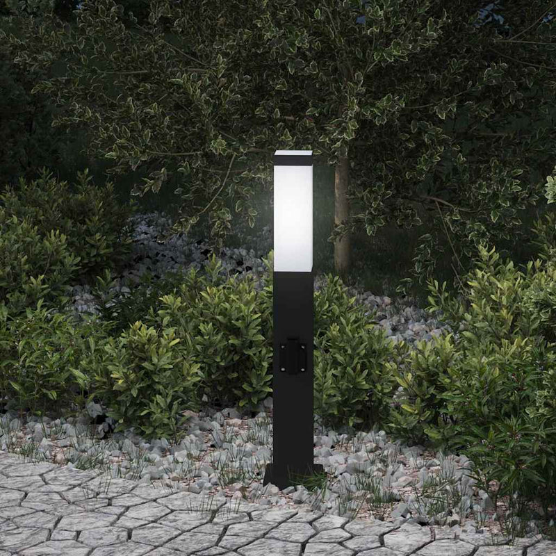 Load image into Gallery viewer, Vidaxl bolderarmatuur met stopcontact 50 cm zwart ip44
