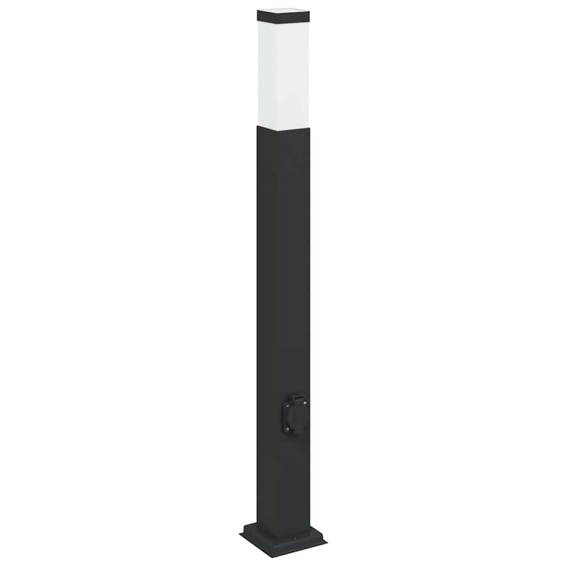 Load image into Gallery viewer, Vidaxl bolderarmatuur met stopcontact 80 cm zwart ip44
