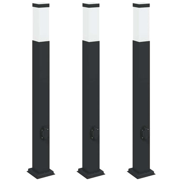 Vidaxl bolderverlichting met stopcontact 3 stuks 80 cm zwart ip44