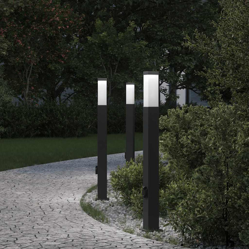 Load image into Gallery viewer, Vidaxl bolderverlichting met stopcontact 3 stuks 80 cm zwart ip44

