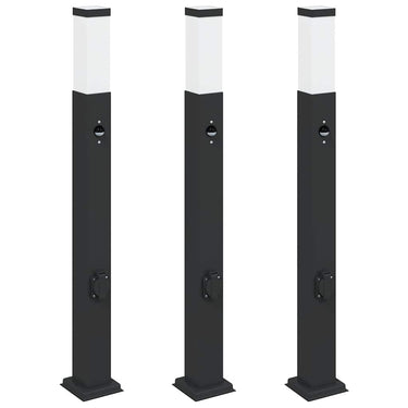 Vidaxl bolderverlichting met sensor en stopcontact 3 stuks 80 cm zwart ip44